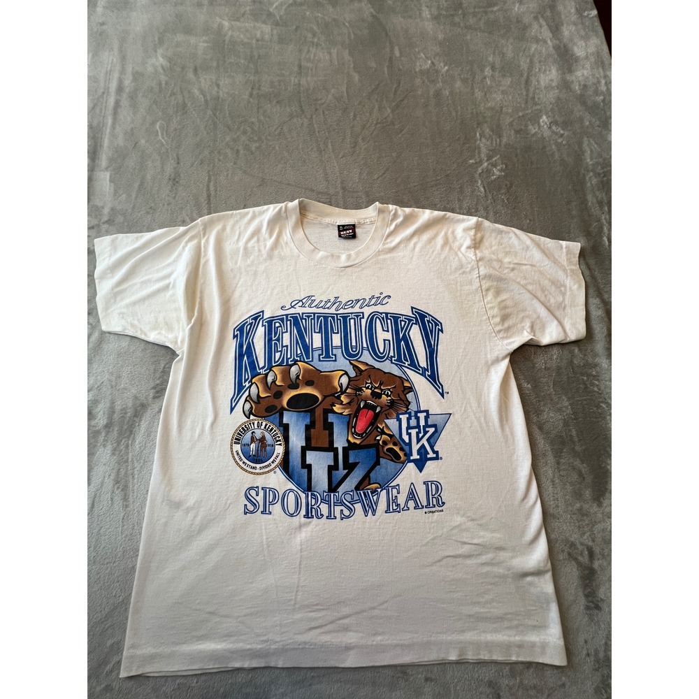 Fruit of the Loom T-Shirt Mens XL White Kentucky Wildcats Vintage Sportswear 90s